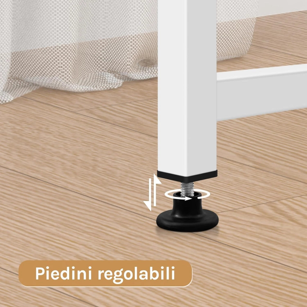 Scrivania per Computer, 140x60 cm, Tavolo da Lavoro con Struttura in Metallo, per Ufficio Casa Studio Camera da Letto, in Materiale a Base di Legno, Rovere Chiaro