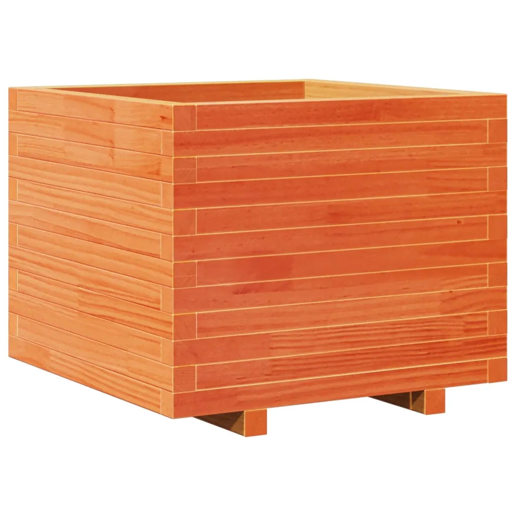 Fioriera Giardino-Vaso da Esterno-Contenitore per Piante Marrone Cera 60x60x49,5cm Legno Massello Pino