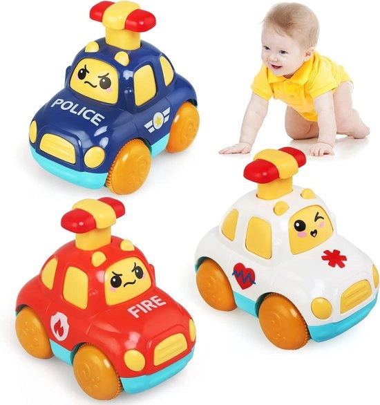 Set di Auto per Bambini - 3 Veicoli con Ritorno per Bambini di 1-3 Anni