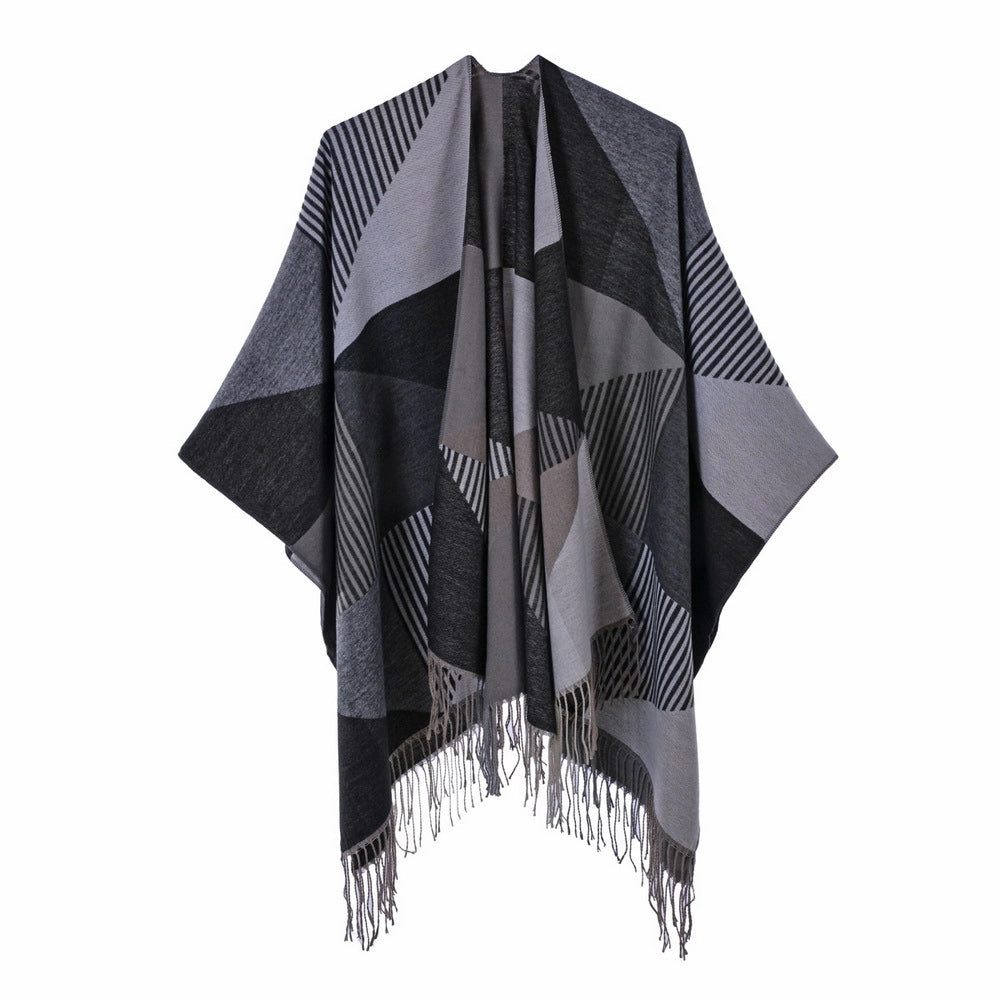 Sciarpa di nuovo stile, scialle, semplice nappa, spacco, calda cappa in cashmere
