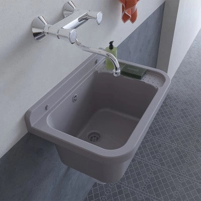 Pilozzo sospeso grigio 50x34 cm per esterno in resina con portasapone