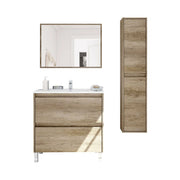 Moncalvo, set Mobili Bagno Specchio Incluso, Marrone Quercia