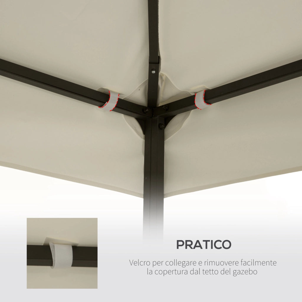 Tetto di Ricambio Impermeabile per Gazebo da Giardino 3x3m Doppio Tetto Crema