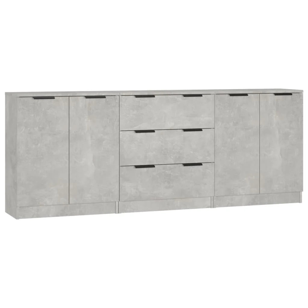 Buffet credenza cassettiera armadio mobile contenitore organizer per cucina soggiorno salotti 3 pezzi legno ingegnerizzato grigio 02_0037131