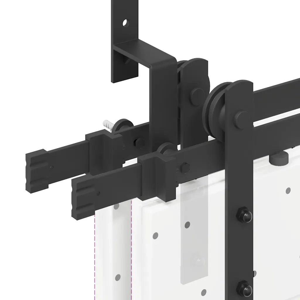 Kit di Binari per Porte Scorrevoli 427 cm Acciaio Nero 3295744