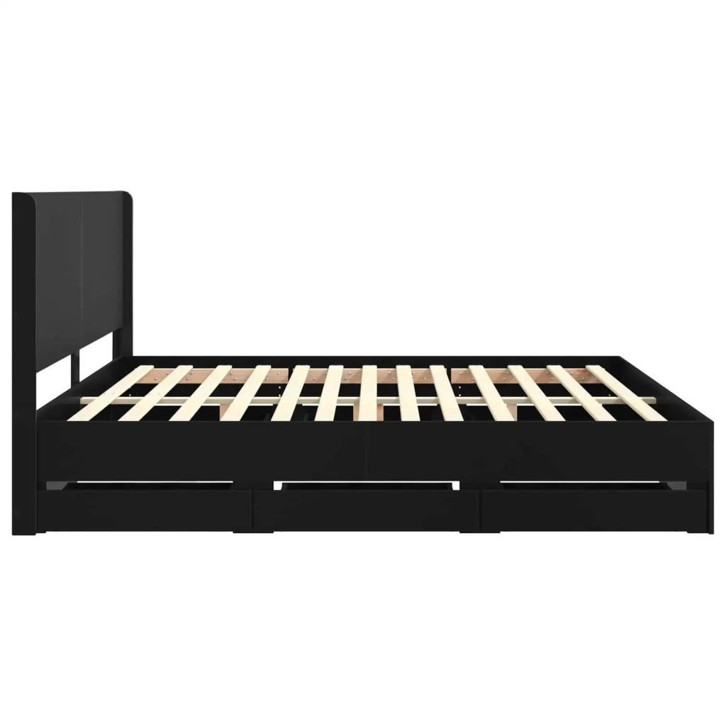 Struttura del letto con stoccaggio e testata Nero 200 x 200 cm 3413918
