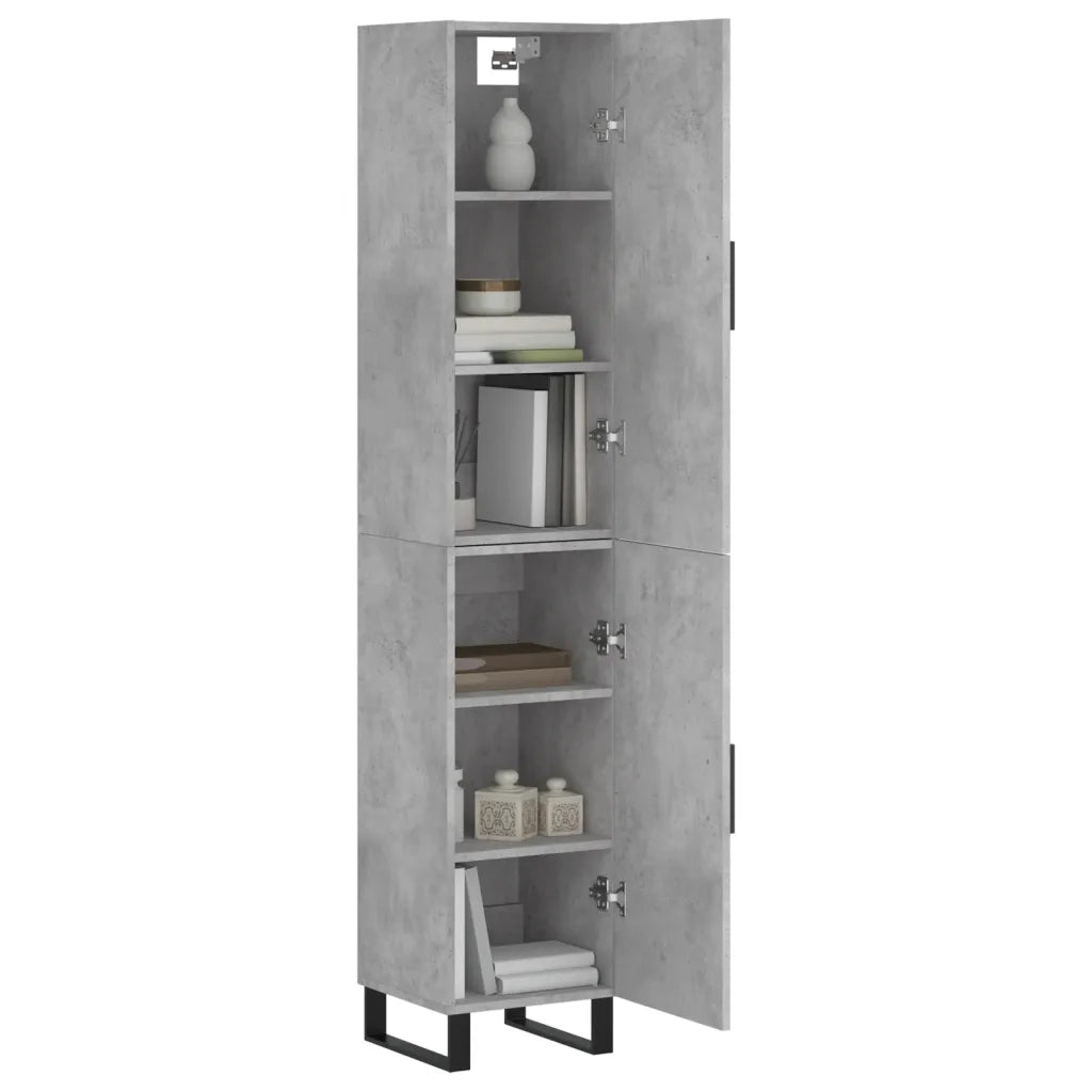 Credenza-Buffet-Armadio da cucina Grigio Cemento 34,5x34x180 cm in Legno Multistrato 872864