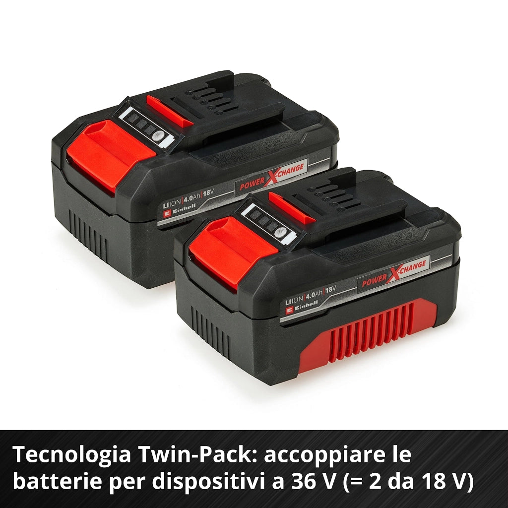 Kit Batteria al Litio Power X-Change 18V 4,0Ah con Caricabatteria Rapido Compatibile con Tutti gli Utensili Einhell