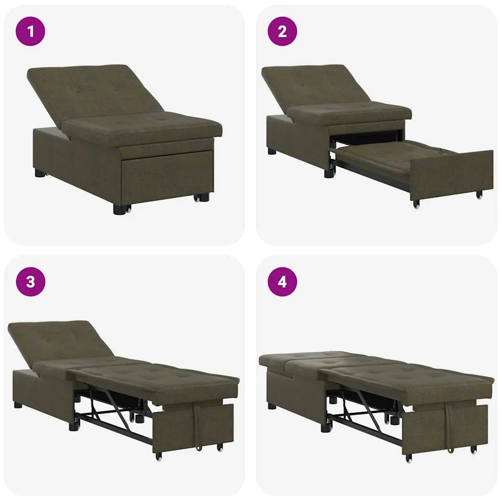 Divano letto Verde militare 194 x 67 x 82 cm Tessuto Huahua 42008606