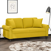 Divano a 2 Posti con Cuscini-Sofa 2 Posti con Cuscini Giallo 140 cm in Velluto 117616