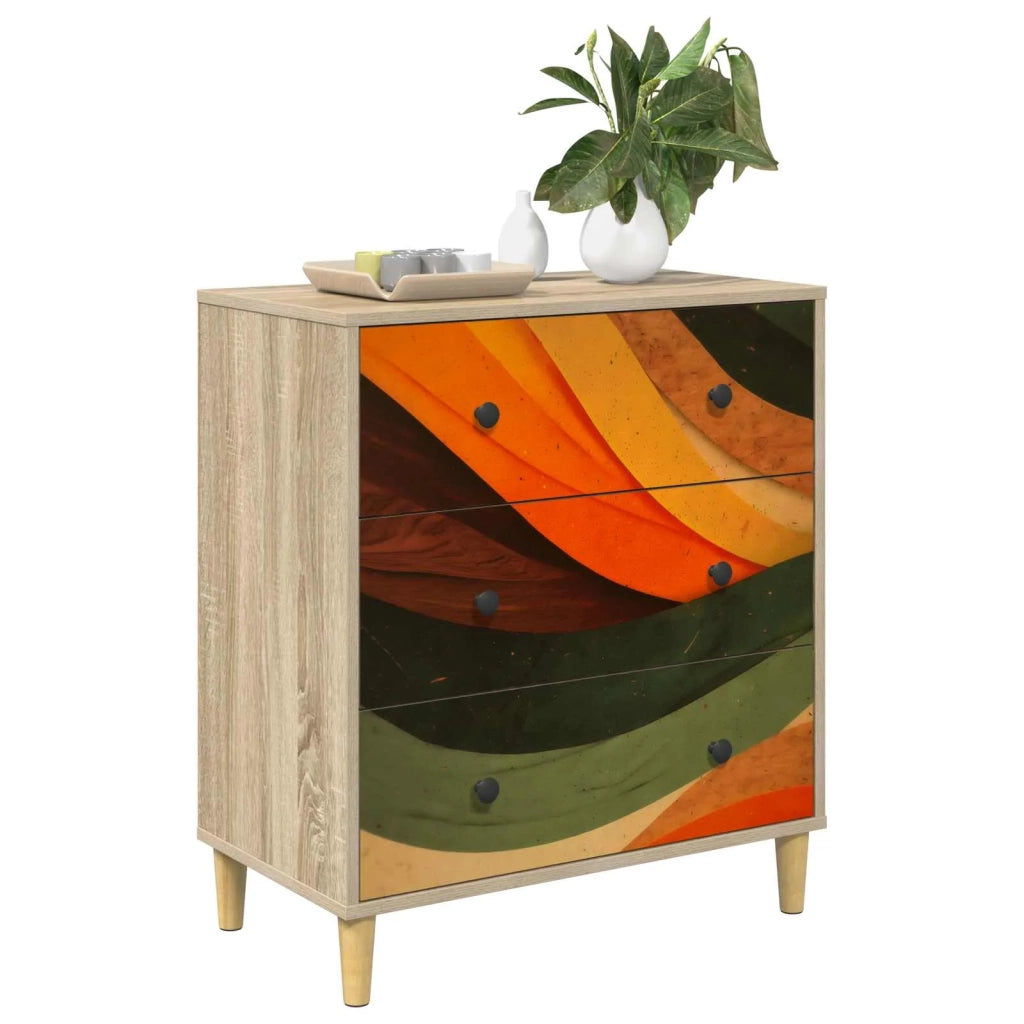 Cassettiera BONN Stampa retro wave 66 x 36,5 x 75 cm Sonoma 8007361