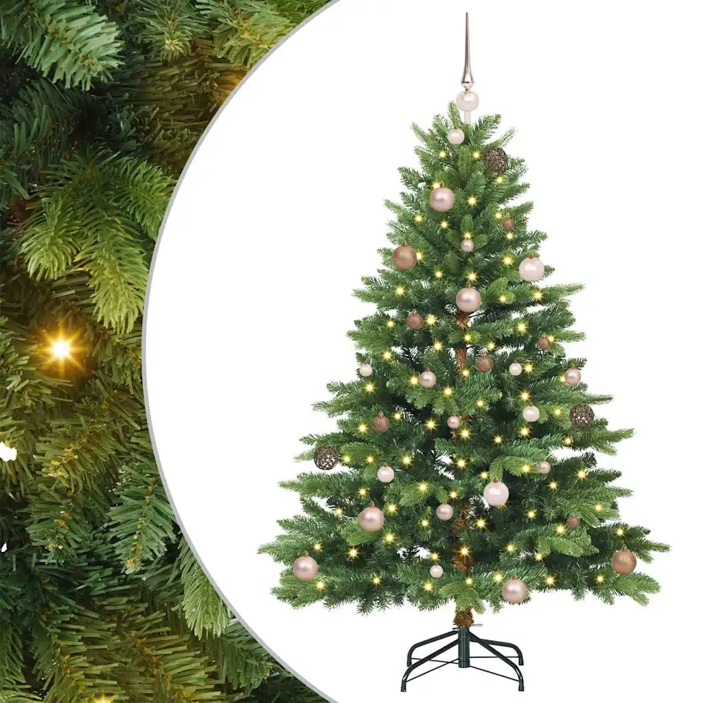 Albero di Natale | Decorazioni natalizie artificiale con 150 LED Verde 150 cm PE e PVC