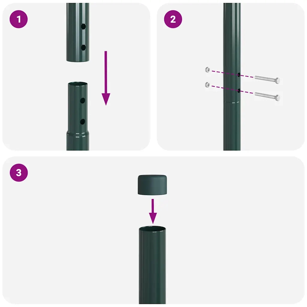 vidaXL Pali per Recinzione 12 pcs Verde 130 cm