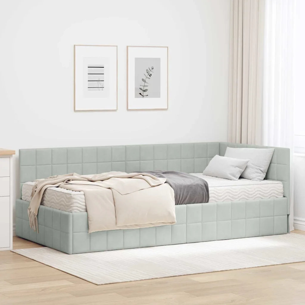 Struttura Letto Angolare con Materasso 2 pcs Grigio chiaro 3393948