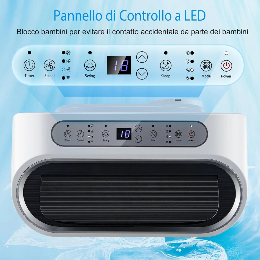 Condizionatore Portatile 16000 BTU, 4 in 1 Raffrescator & Riscaldamento & Deumidificazione & Ventilatore, con Tubo di Scarico, Telecomando/Applicazione, Timer 24H (16000BTU 4,7 kW)