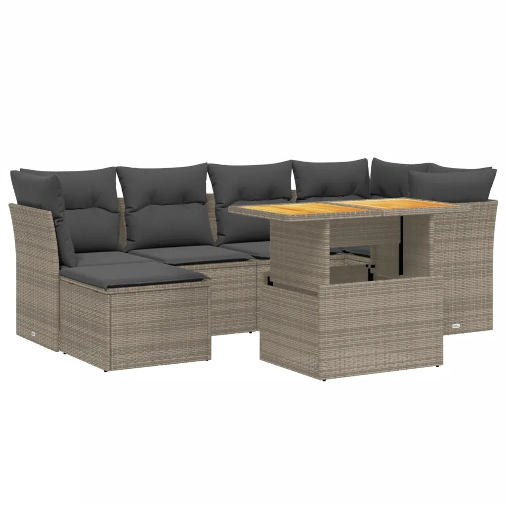 Set Divani da Giardino 7 pz con Cuscini Grigio in Polyrattan 3275482