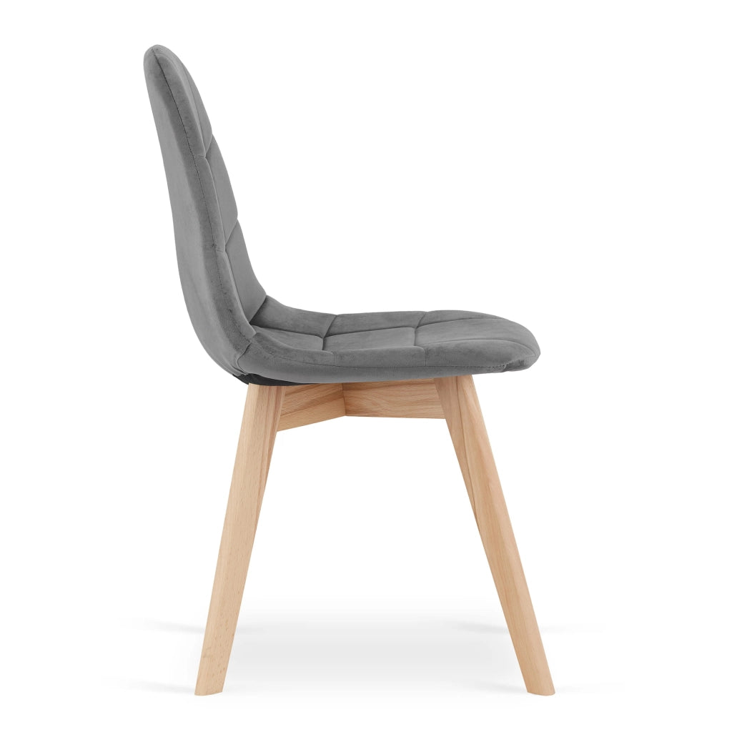 Sedia Valora NUUC in velluto grigio scuro, design ergonomico x3