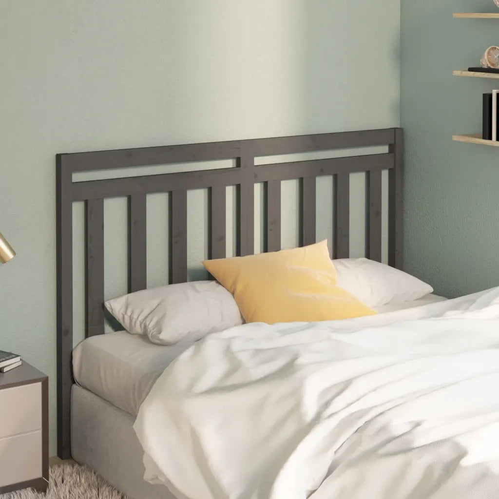 Testiera | Testata per Letto Grigia 126x4x100cm in Legno Massello di Pino