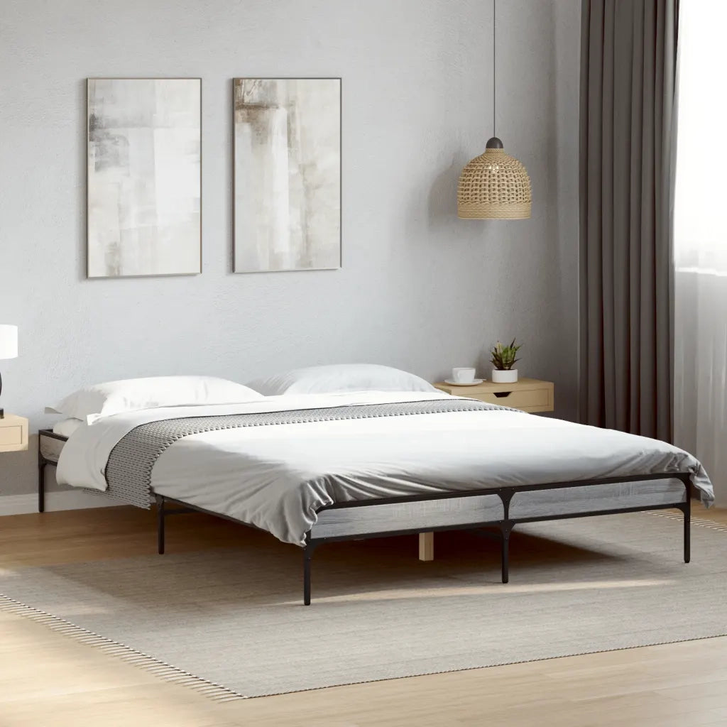 Giroletto-Struttura Letto Grigio Sonoma 140x200 cm in Legno Multistrato Metallo 401546