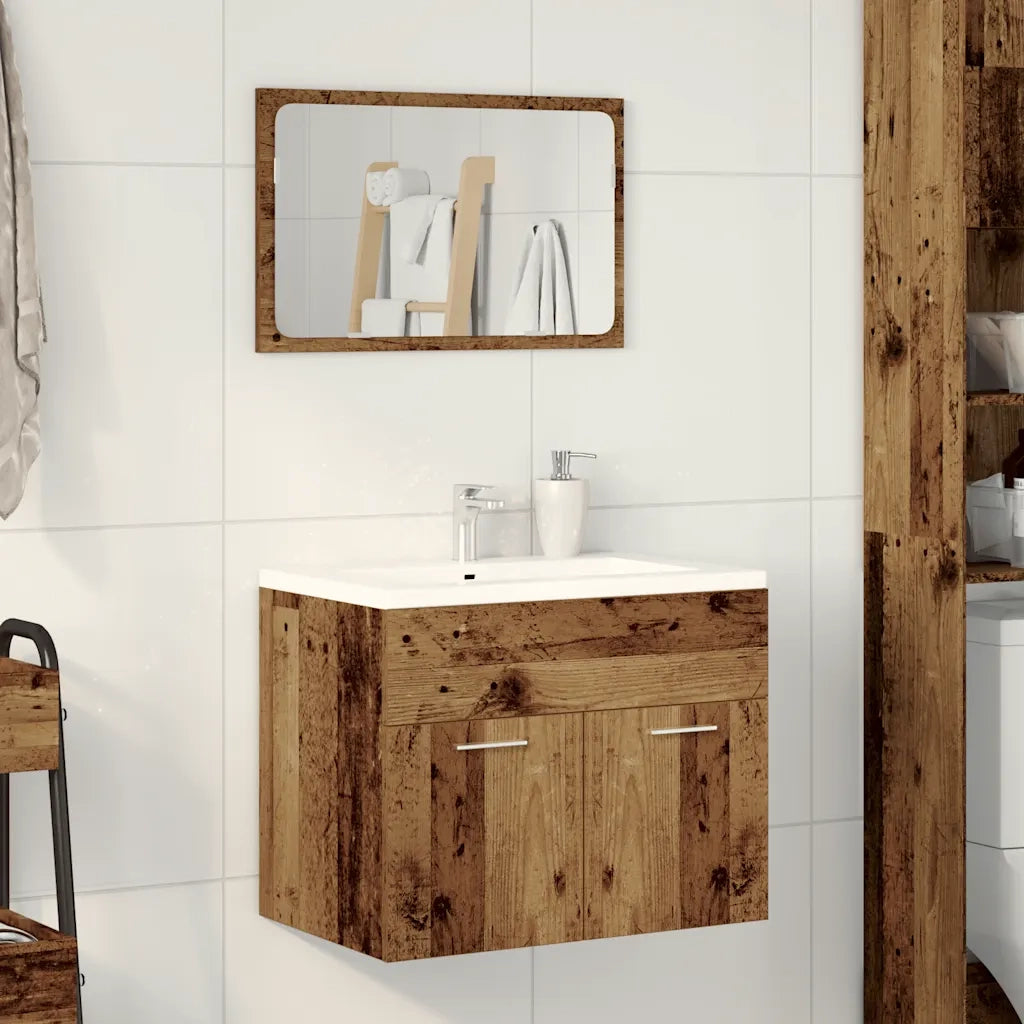 Set Mobili da Bagno 2 pz Legno Antico in Legno Multistrato 862039