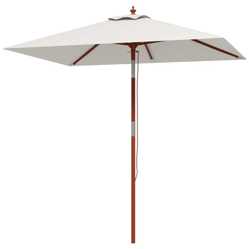 OMBRELLONE RETTANGOLARE INCLINABILE 2X1.5 M CON 6 STECCHE E APERTURA A CORDA IN BAMBÙ E POLIESTERE BEIGE