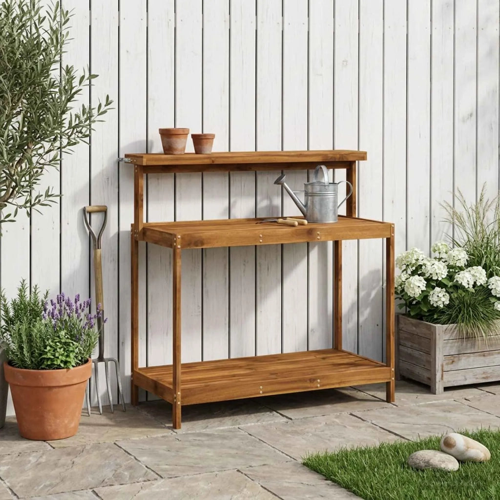 Banco da Giardinaggio Esterno 111,5 x 48,5 x 107 cm Naturale 903086