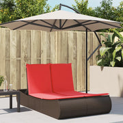 Lettino Prendisole con Cuscini Marrone in Polyrattan 368096