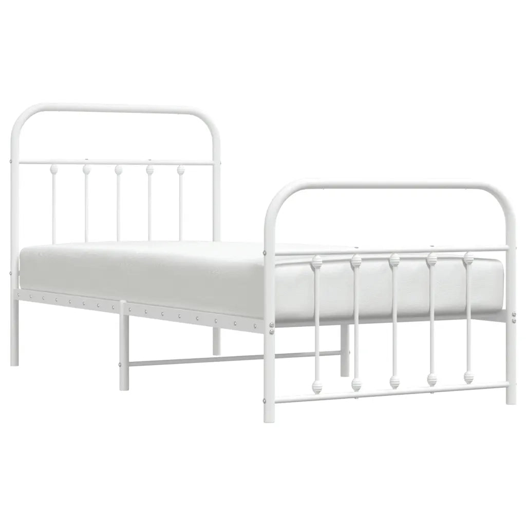 Giroletto con Testiera e Pediera-Struttura Letto Metallo Bianco 90x190 cm 312966