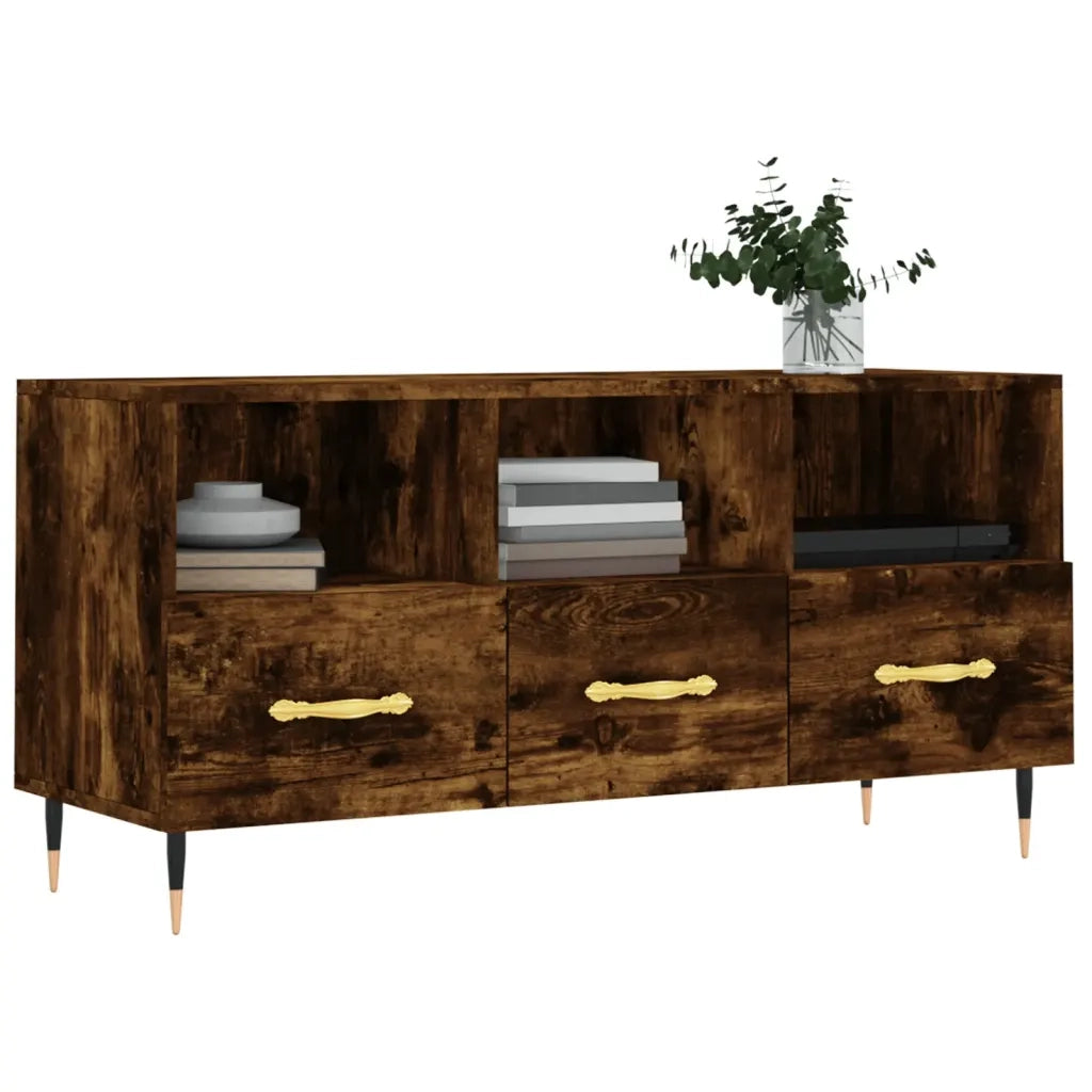 Mobile Porta TV Rovere Fumo 102x36x50 cm in Legno Multistrato 829017