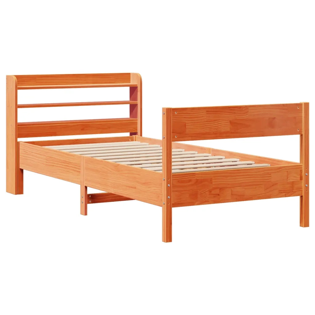 Letto singolo | Letto per adulti | Letto senza Materasso Marrone Cera 75x190 cm in Legno di Pino