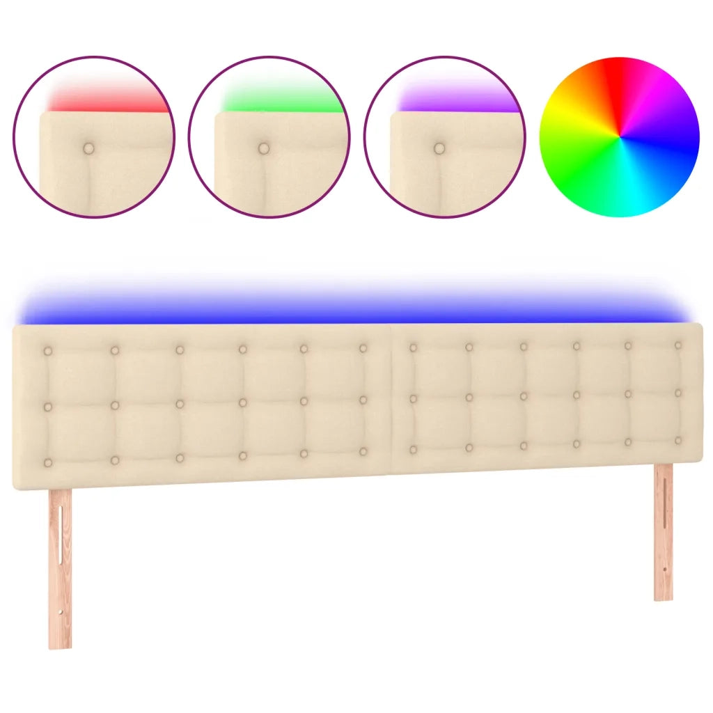 Testiera a LED-Testata con LED Crema 200x5x78/88 cm in Tessuto 664328