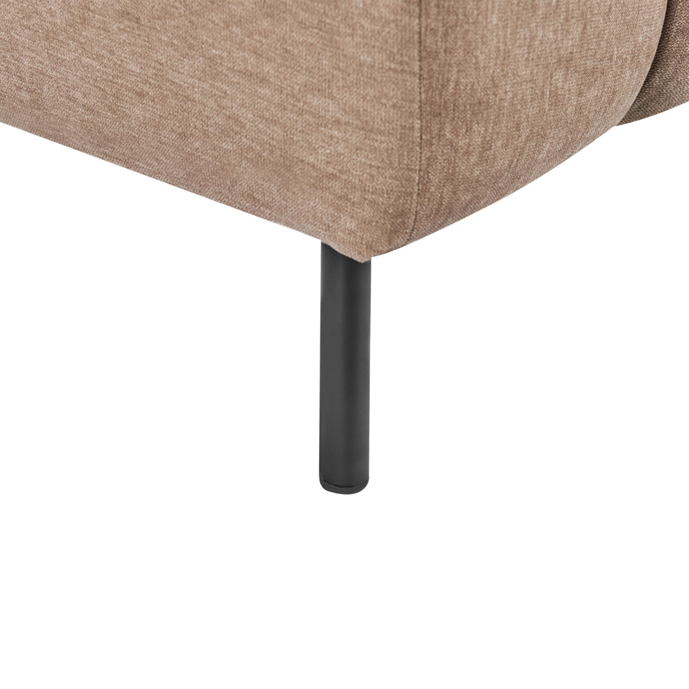 Chaise Lounge con Rivestimento in tessuto marrone Gambe nere Cuscino aggiuntivo lato sinistro Design moderno e glam