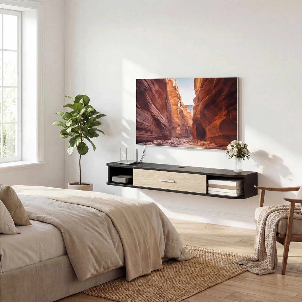 Mobile TV Parete 120 cm ¨C zephmum ¨C Nero, Legno, 120x30x?