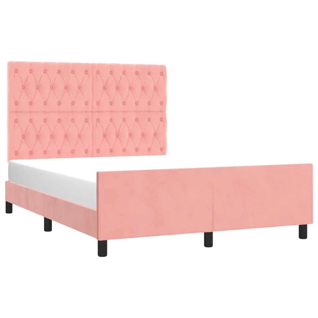 Giroletto con Testiera Rosa 140x190 cm in Velluto 3125939