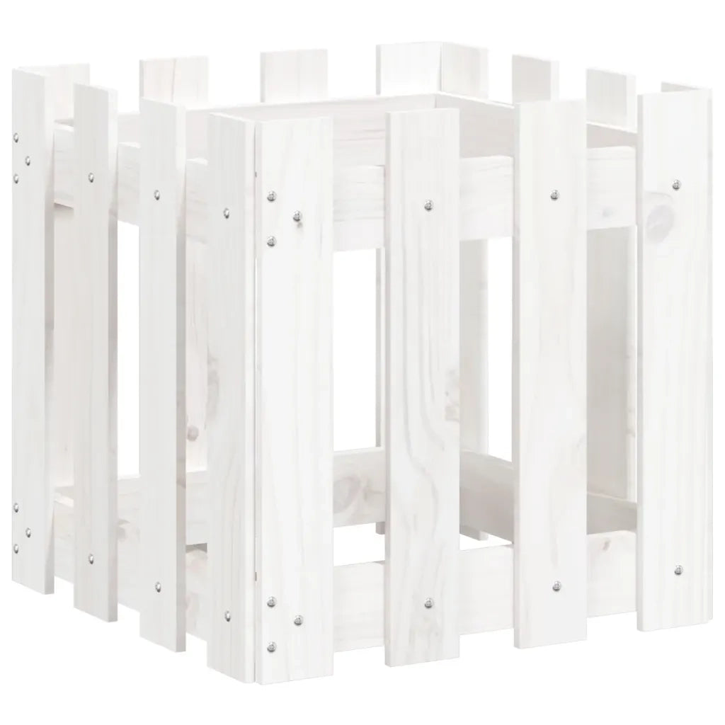 Fioriera Giardino a Recinzione Bianco 40x40x40 cm Massello Pinocod mxl 107569