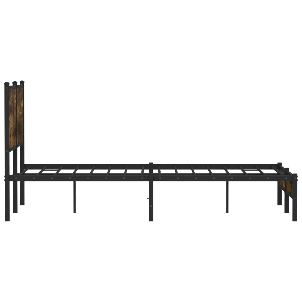 vidaXL Giroletto senza Materaso in Metallo Rovere Fumo 140x200 cm
