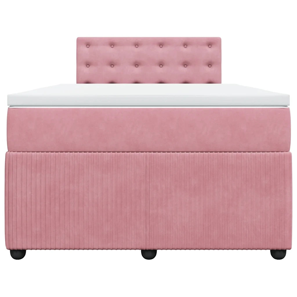 Giroletto a Molle con Materasso Rosa 120x190 cm in Velluto