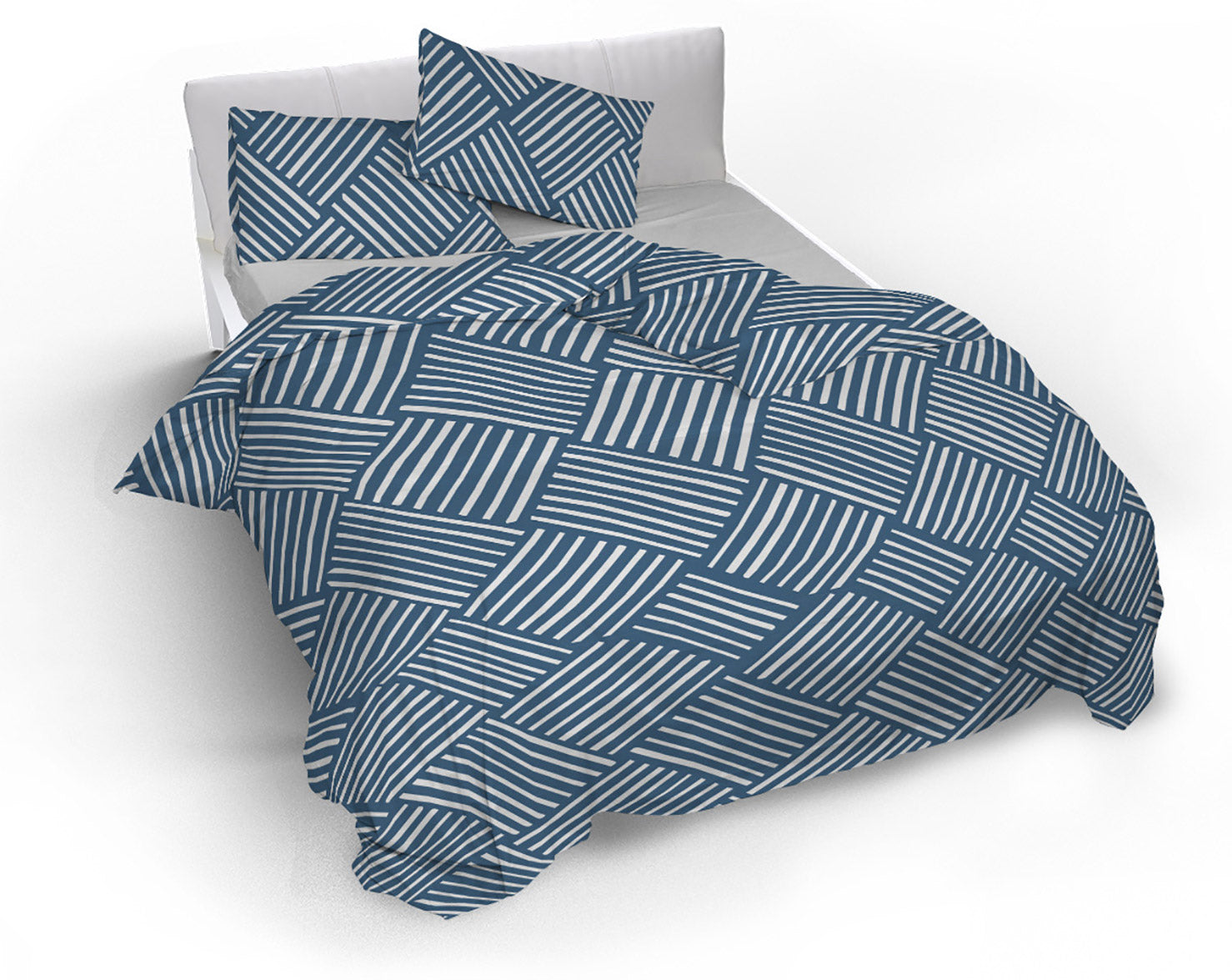 Copripiumino Singolo con Federe Stampato in Microfibra City Life Blue