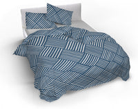 Copripiumino Singolo con Federe Stampato in Microfibra City Life Blue