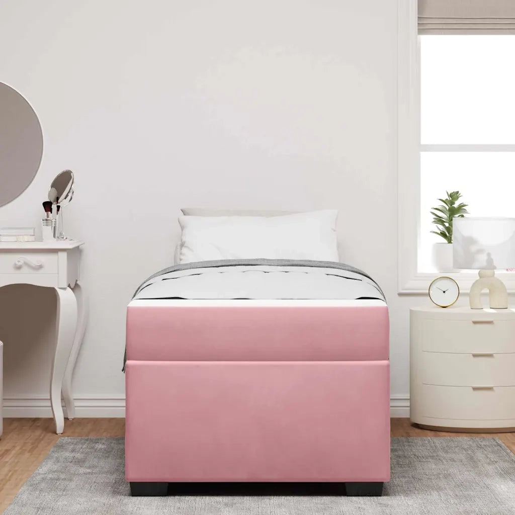 Struttura del letto con materasso Rosa 90 x 200 cm Tessuto