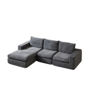 Divano modulare con chaise longue - con 3 cuscini e seduta reversibile - grigio scuro