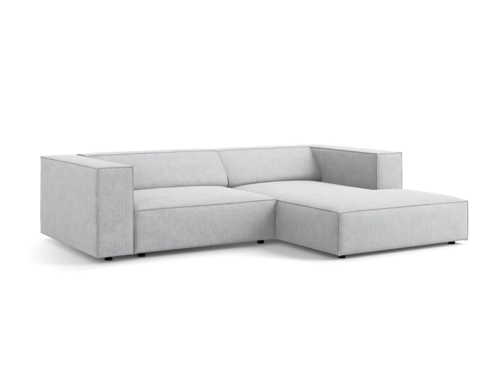 Cosmopolitan Design - Divano angolare destro "Arendal" 3 posti in ciniglia con effetto a coste grigio chiaro 