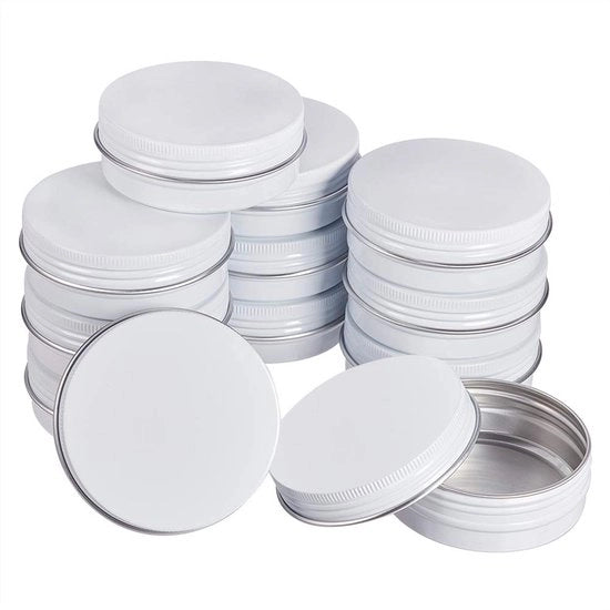 Contenitori per cosmetici 14 pezzi 60 ml - Bottoni di alluminio - Coperchio a vite - Sostenibili - Sicuri - Qualità alta alluminio inox - Contenitori di conservazione