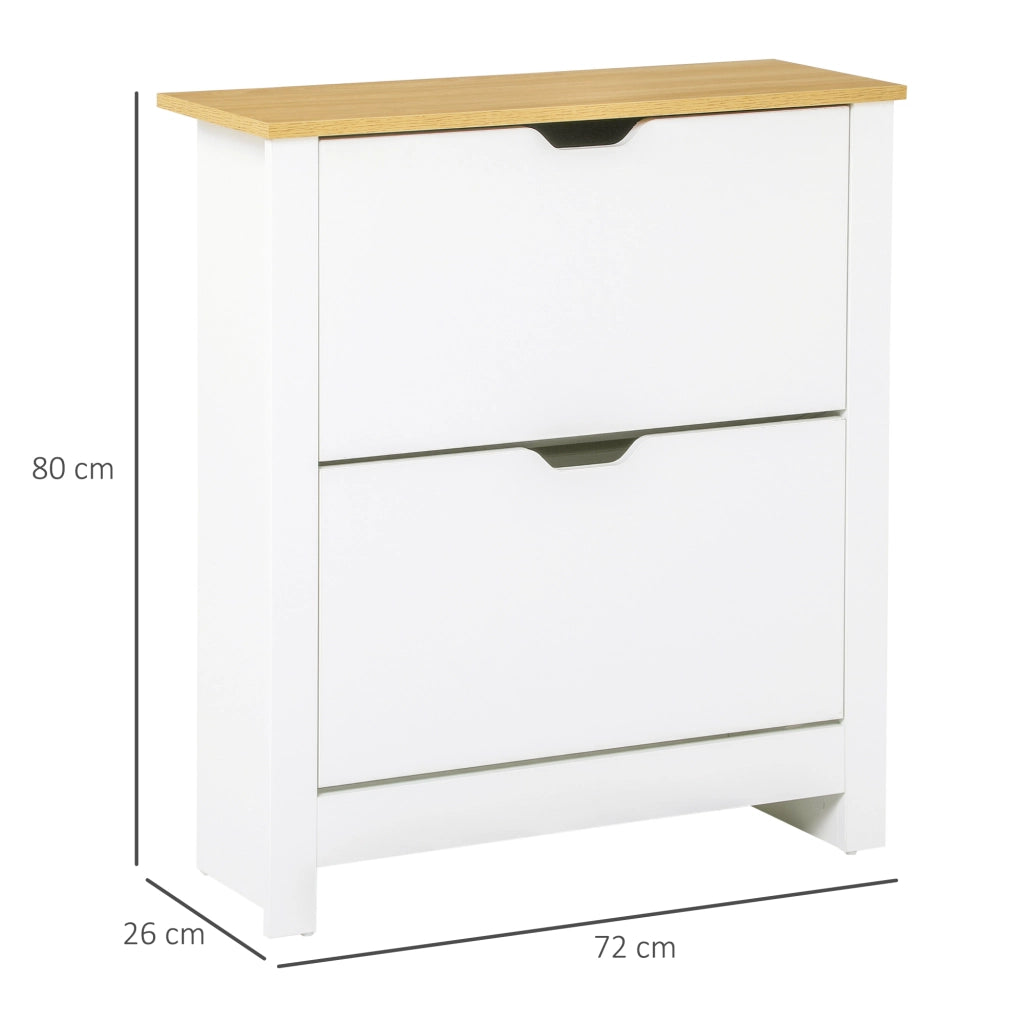 Scarpiera Moderna con 2 Cassetti Regolabili ¨C zephmum ¨C Legno Bianco 72x26x80 cm
