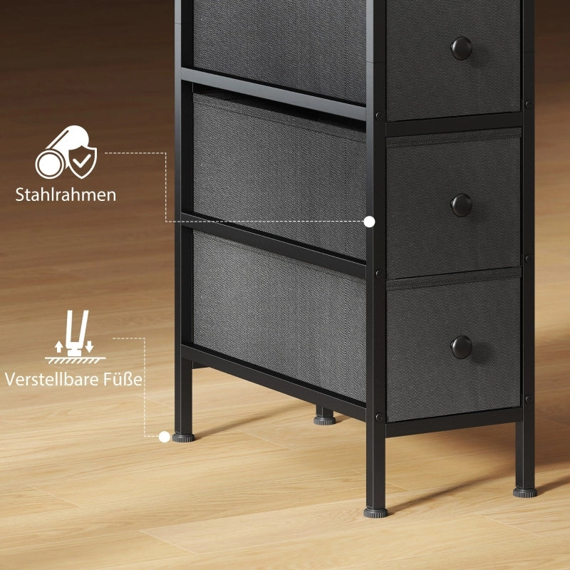Cassettiera stretta con 4 cassetti, struttura verticale, per camera da letto, in legno, nero, 20 × 43 × 81,5 cm