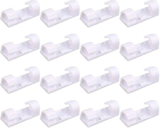 Clip per cavo in plastica dura - 16 pezzi - forte e autoadesivo - gestione cavi - spazia risparmiatore - adatto per cavi fino a 10mm - holder per cavi
