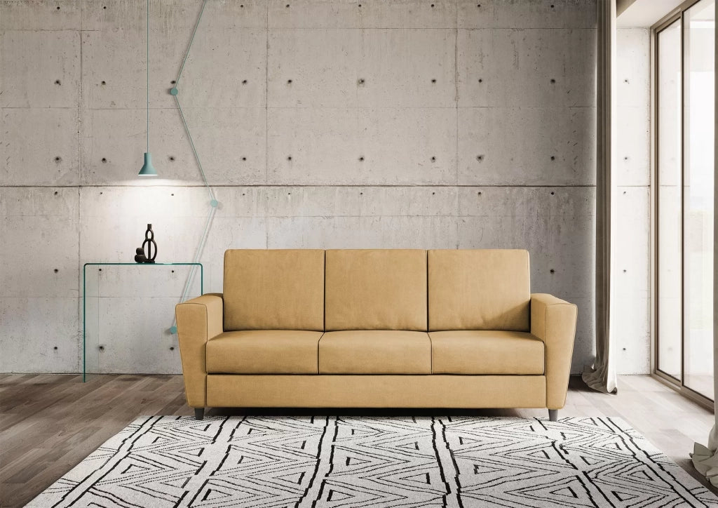 Divano yasel 3 posti (tre sedute da 60cm) misure esterne l.212cm | ocra - Mobili 2G