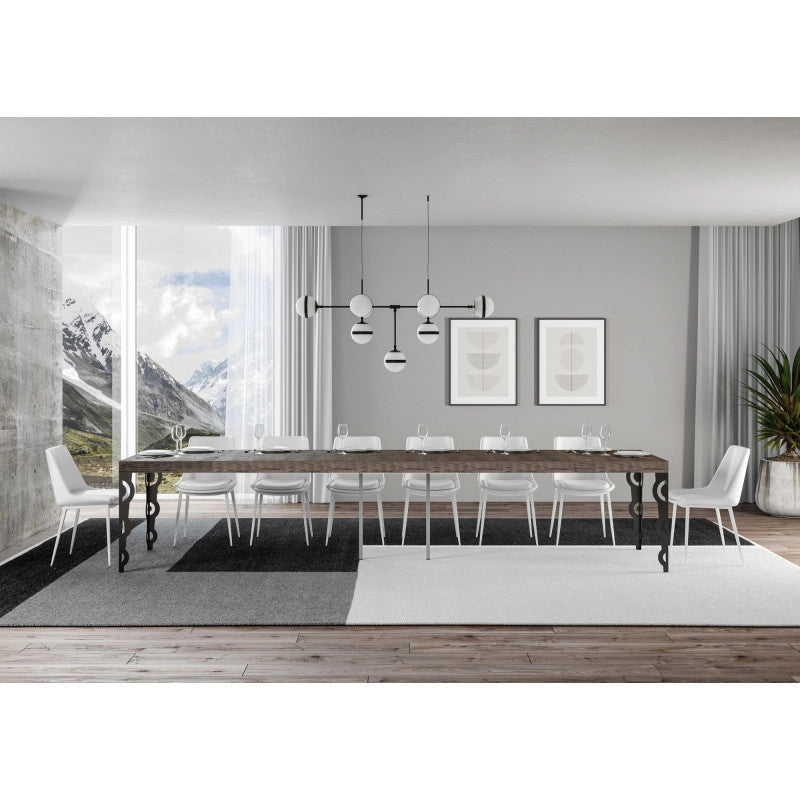 Tavolo allungabile 120/380x90 cm Karamay Premium telaio Antracite - Noce