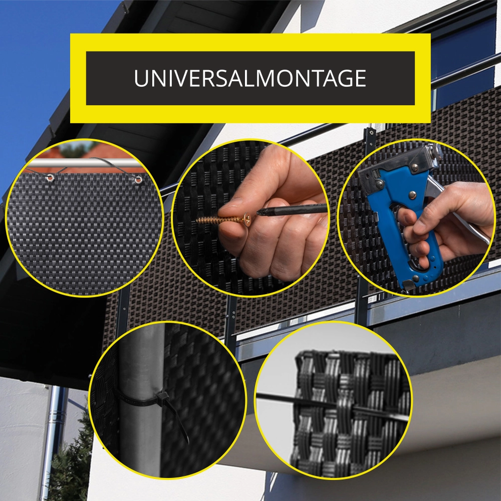 Copertura per balcone in tecnorattan KADAX 0,9x7 m, nera, per balcone, terrazzo e recinzione di alta qualità.