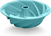 Forma per torta in silicone, forma rotonda, 20 cm, forma a spirale, rivestimento antiaderente, chiusura rapida, forma a turbante, speciale forma per torte, pane, cottura, budino (blu)
